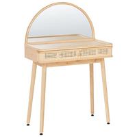 SCHMINKTISCH mit Spiegel Hellbraun Rancheria - Hellbraun, Holz (81/124/41cm) - Beliani