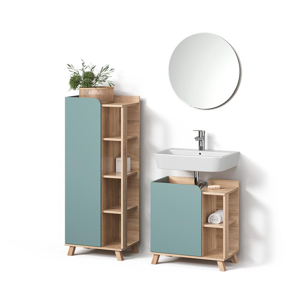 BADMÖBEL-SET Marano Blau-Grau 3 Teile - Blaugrau, Holzwerkstoff (35/65/60cm) - Livinity®