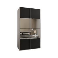SCHWEBETÜRENSCHRANK 245,5/130/64 2-türig - Silberfarben/Schwarz, Holz/Metall (130/245/64cm) - Abiks Möbel