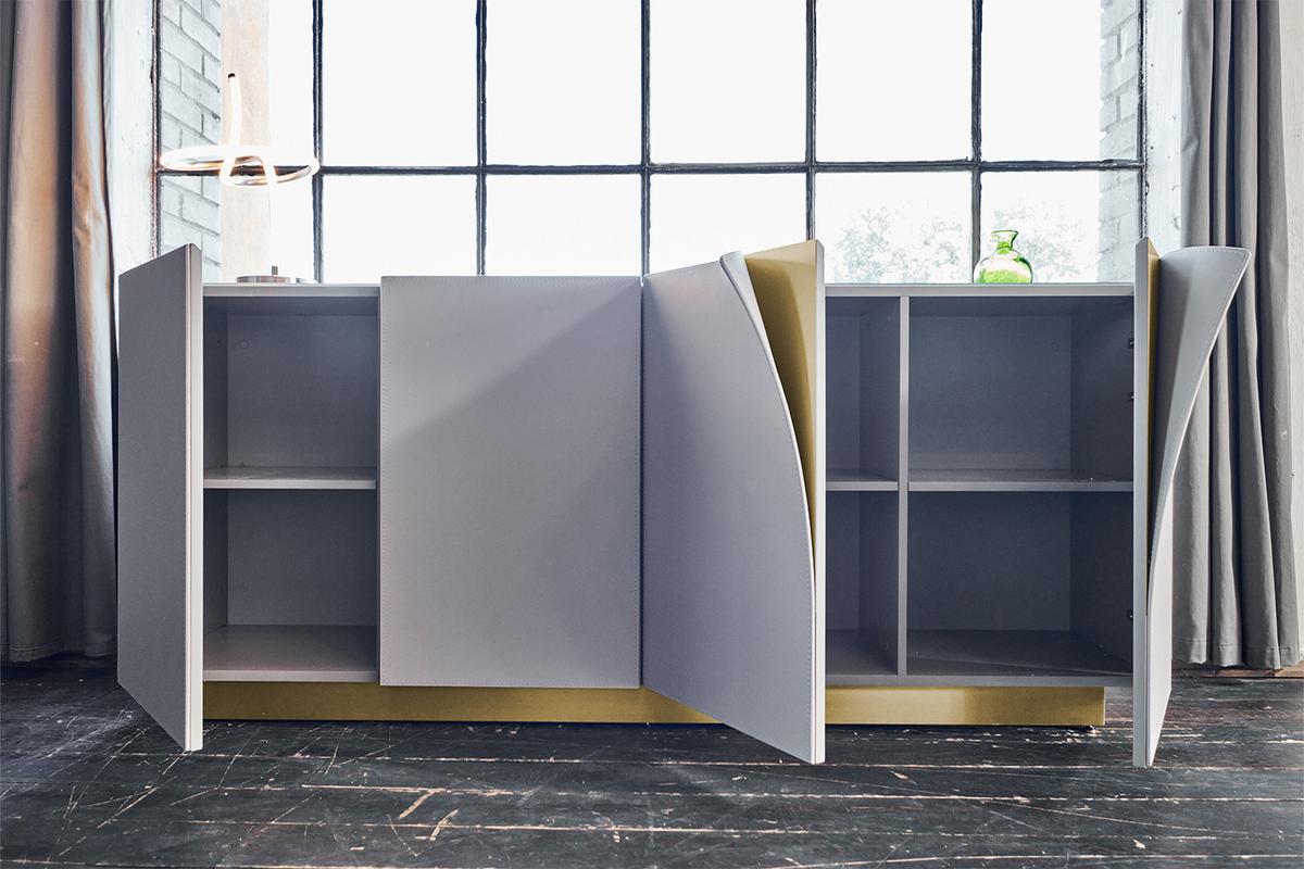 SIDEBOARD EMMA Grau Holz - Messingfarben/Braun, Holz/Metall (180/78/42cm) - KAWOLA