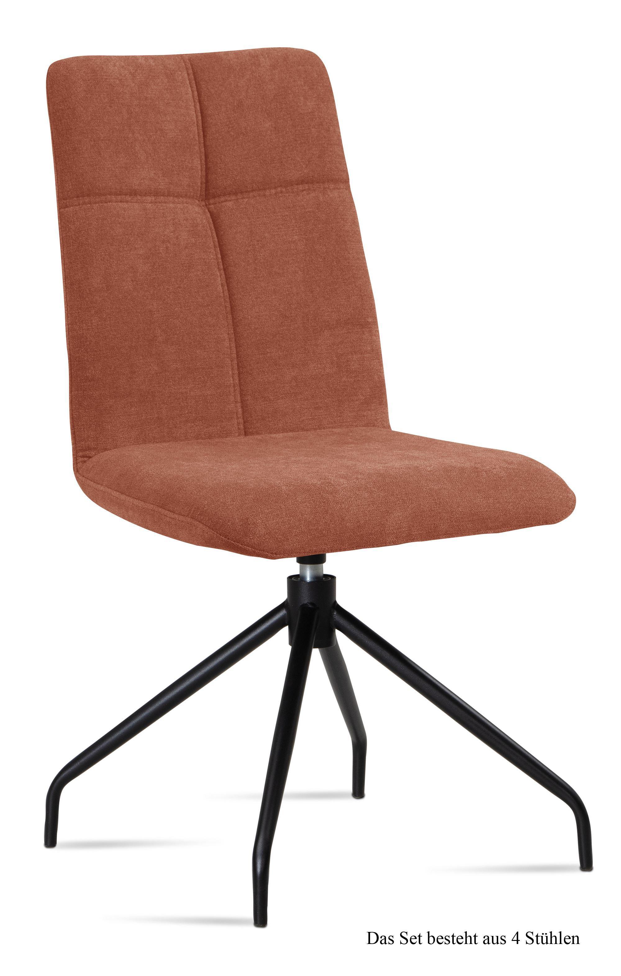 ESSZIMMERSTUHL drehbar (4er-Set) Dniren 47x92x60 Schwarz/Cognac - Cognac/Schwarz, Kunststoff (60/92/47cm) - 58aufmkessel