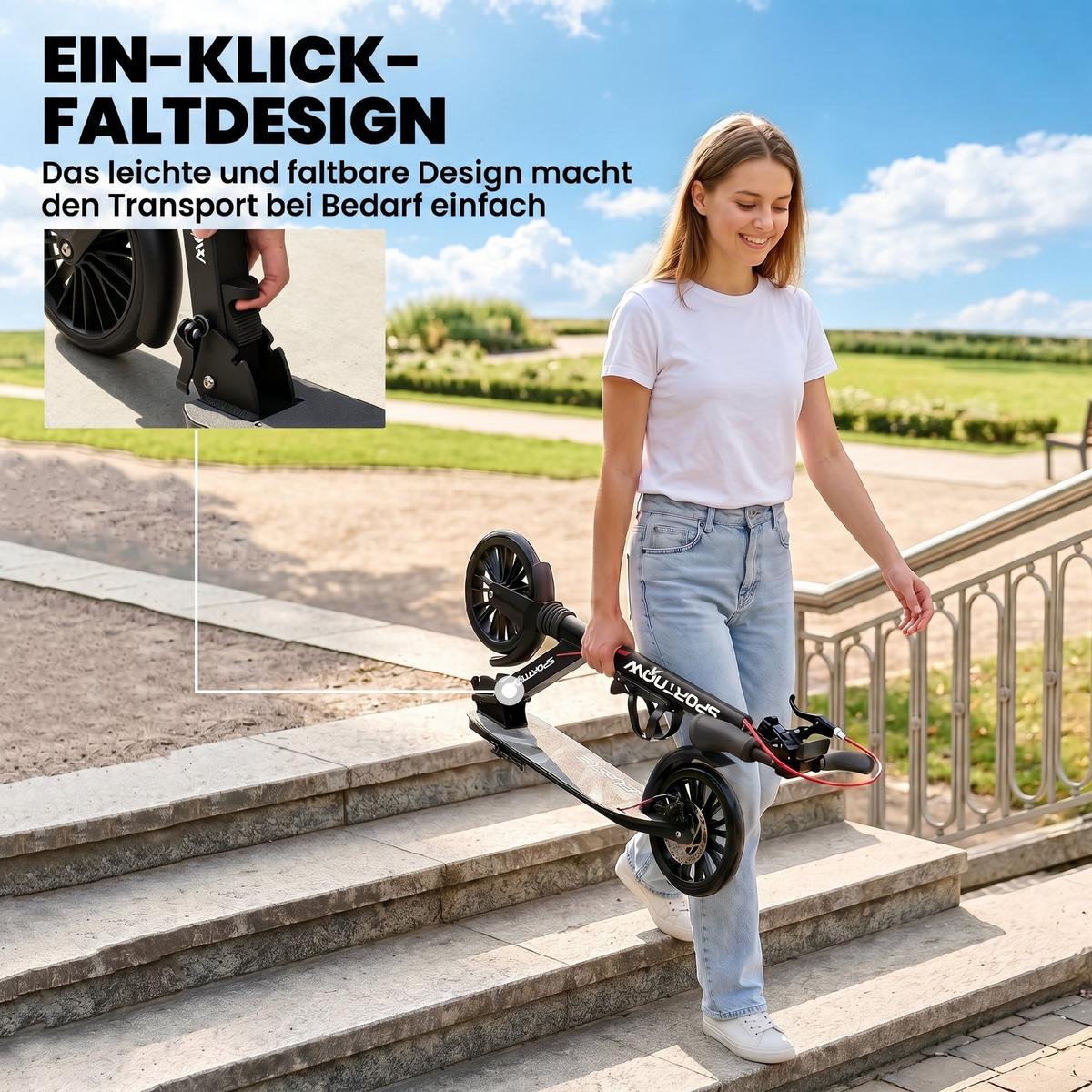 TRETROLLER Aluminium PU Schwarz - Schwarz, Metall (91/39/100cm) - SPORTNOW