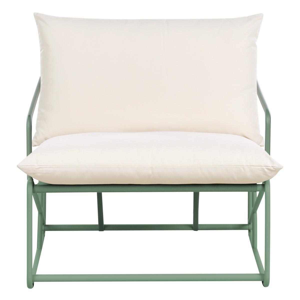 GARTENSTUHL Hellbeige Ponte - Beige/Grün, Metall (80/88/94cm) - Beliani
