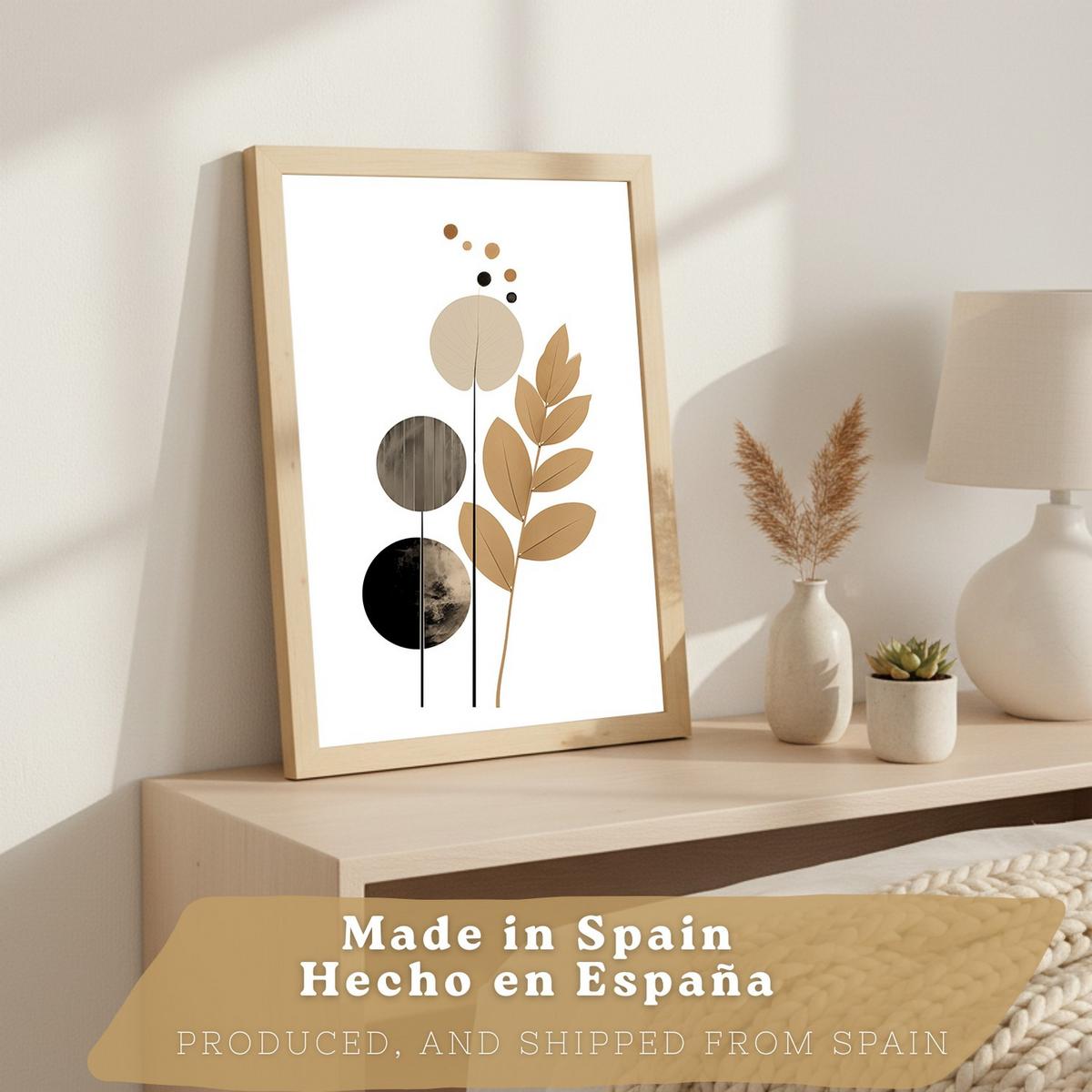 POSTER 3er-Set Wandbilder Geometrische Blumen modern Wohnzimmer Deko, Schlafzimmer, Küche, Badezimmer Leichter Holzrahmen A3 - Beige, Papier (29.7/1/42cm) - Nacnic