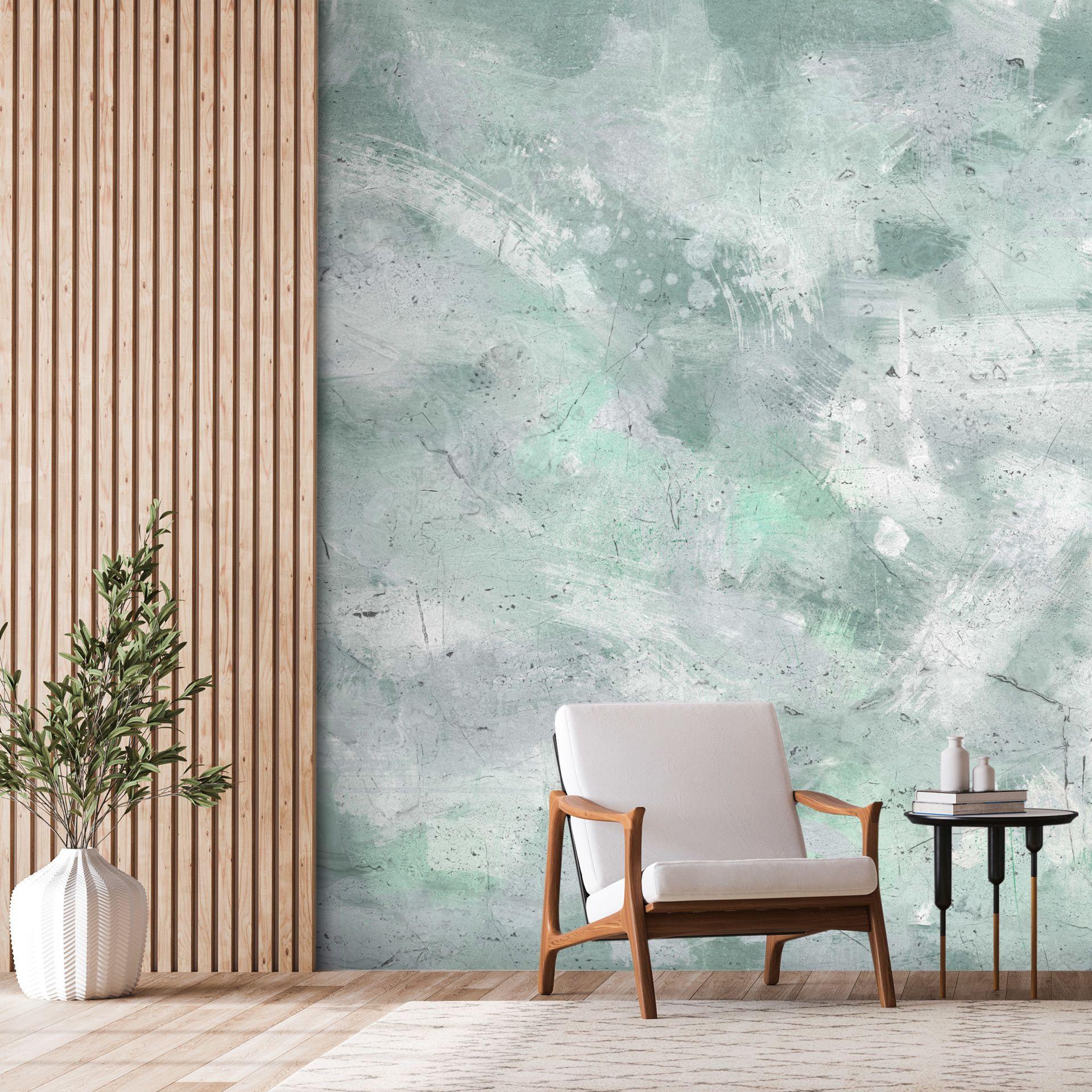 SELBSTKLEBENDE FOTOTAPETE Grün 98/70 cm - Grau/Grün, Kunststoff/Textil (98/1cm) - KUNSTLOFT