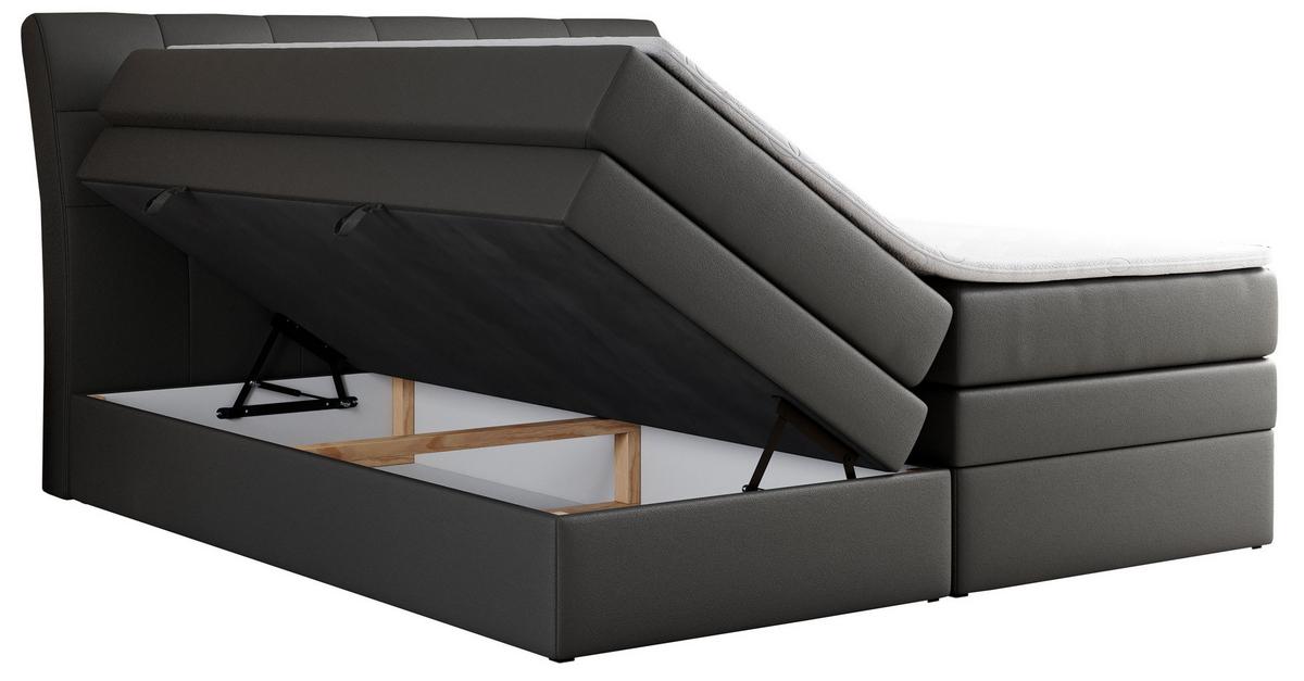 BOXSPRINGBETT GOLD-10 KING 160/200 Dunkelgrau Kunstleder - H3 - Dunkelgrau, Holz/Textil (160/200cm) - MKS