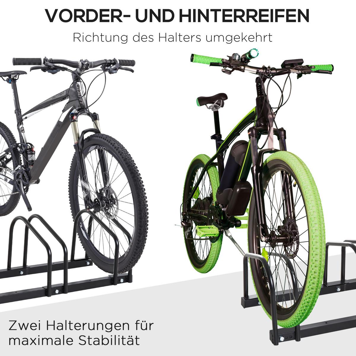 FAHRRADSTÄNDER Aufstellständer Radständer Mehrfach Bike bis 6 Fahrräder Stahl - Schwarz, Metall (33/27/179cm) - HOMCOM
