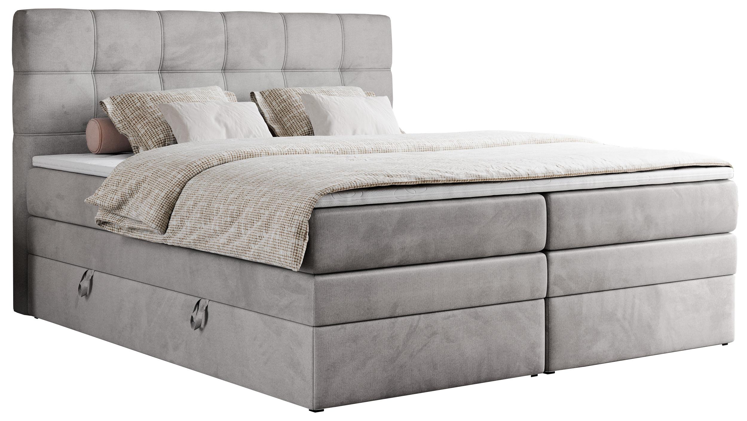 BOXSPRINGBETT ERNI KING 140/200 Hellgrau Velvet - H3 - Hellgrau, Holz/Textil (140/200cm) - MKS
