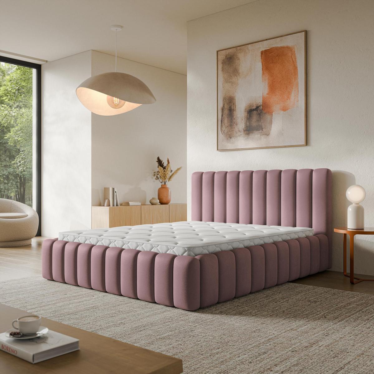 POLSTERBETT TEBA 160x200 cm mit Bettkästen - Rosa - Rosa, Holz/Textil (160/200cm) - MASSENO