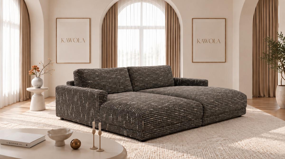 BIG SOFA MARLIN Braun Flachgewebe - Schwarz/Braun, Kunststoff/Textil (262/80/168cm) - KAWOLA