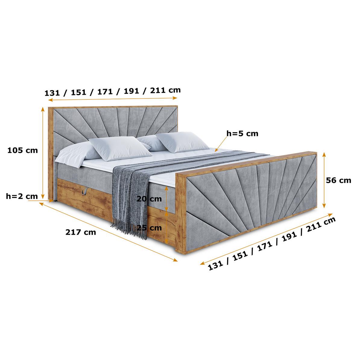 BOXBETT mit Matratze H4 und Lattenrost - LOLLI6-Z - 120x200 - Grau Casablanca - Grau, Holzwerkstoff (120/200cm) - ALTDECOR
