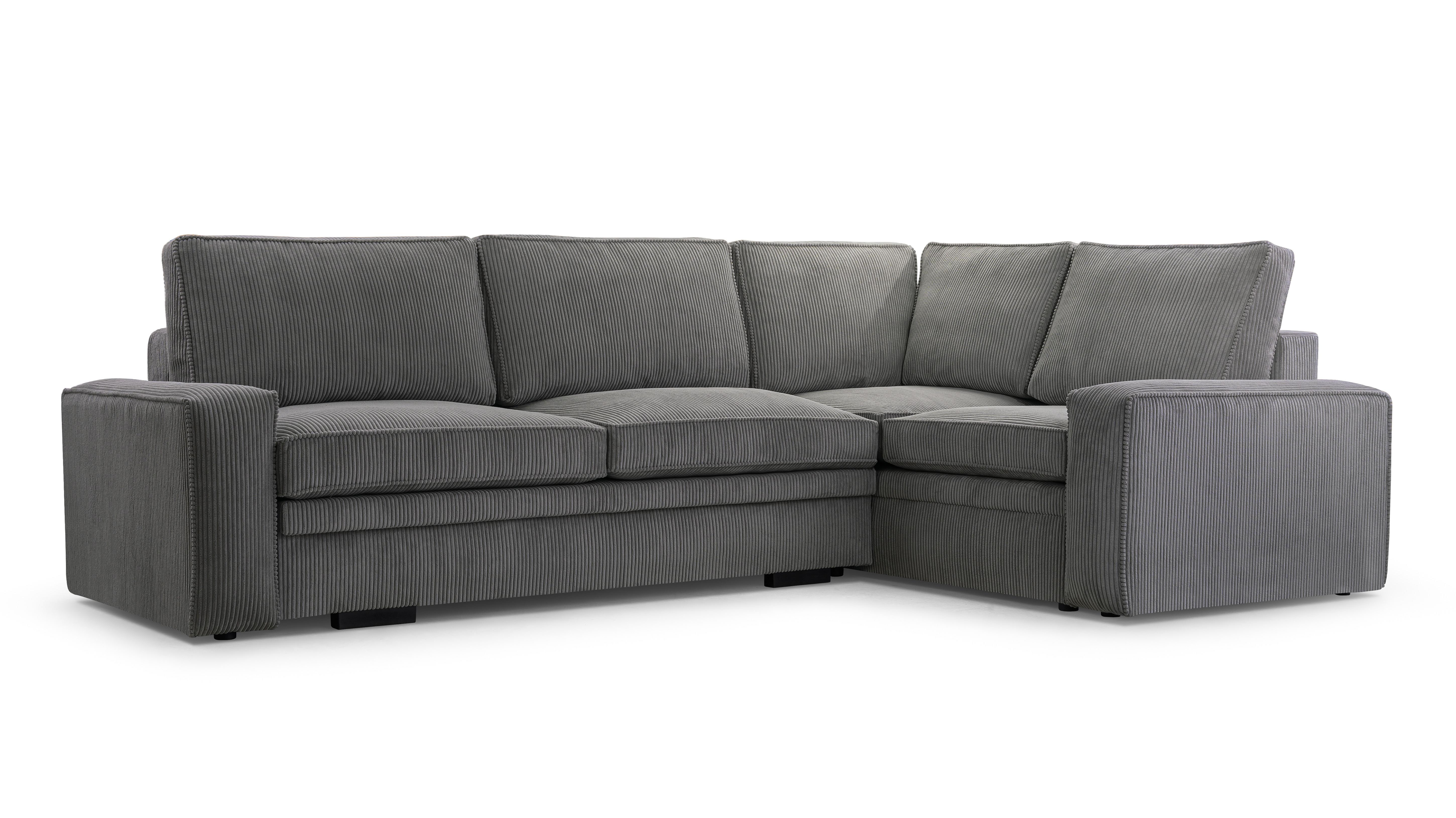 ECKSOFA L Form Treville DunkelGrau 296/196/94 cm – Rechts, mit Bettkasten und Schlaffunktion - Dunkelgrau/Schwarz, Kunststoff/Textil (296/196cm) - AX Living