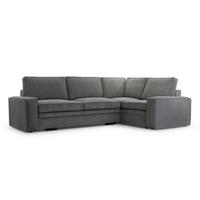 ECKSOFA L Form Treville DunkelGrau 296/196/94 cm – Rechts, mit Bettkasten und Schlaffunktion - Dunkelgrau/Schwarz, Kunststoff/Textil (296/196cm) - AX Living