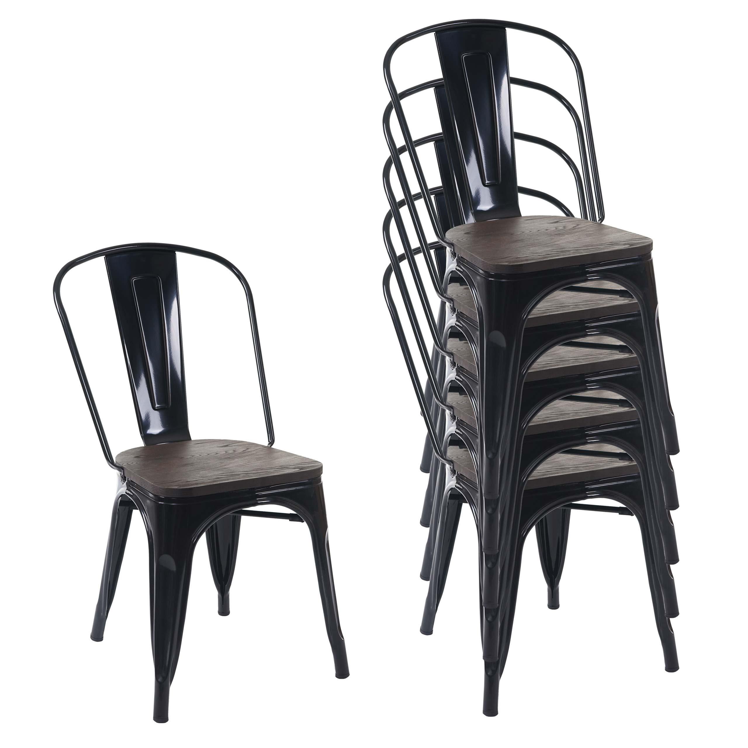 STUHL HOLZ-SITZFLÄCHE Schwarz 6er-Set - Schwarz, Holz (45/85/52cm) - MCW