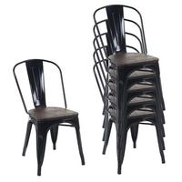 STUHL HOLZ-SITZFLÄCHE Schwarz 6er-Set - Schwarz, Holz (45/85/52cm) - MCW
