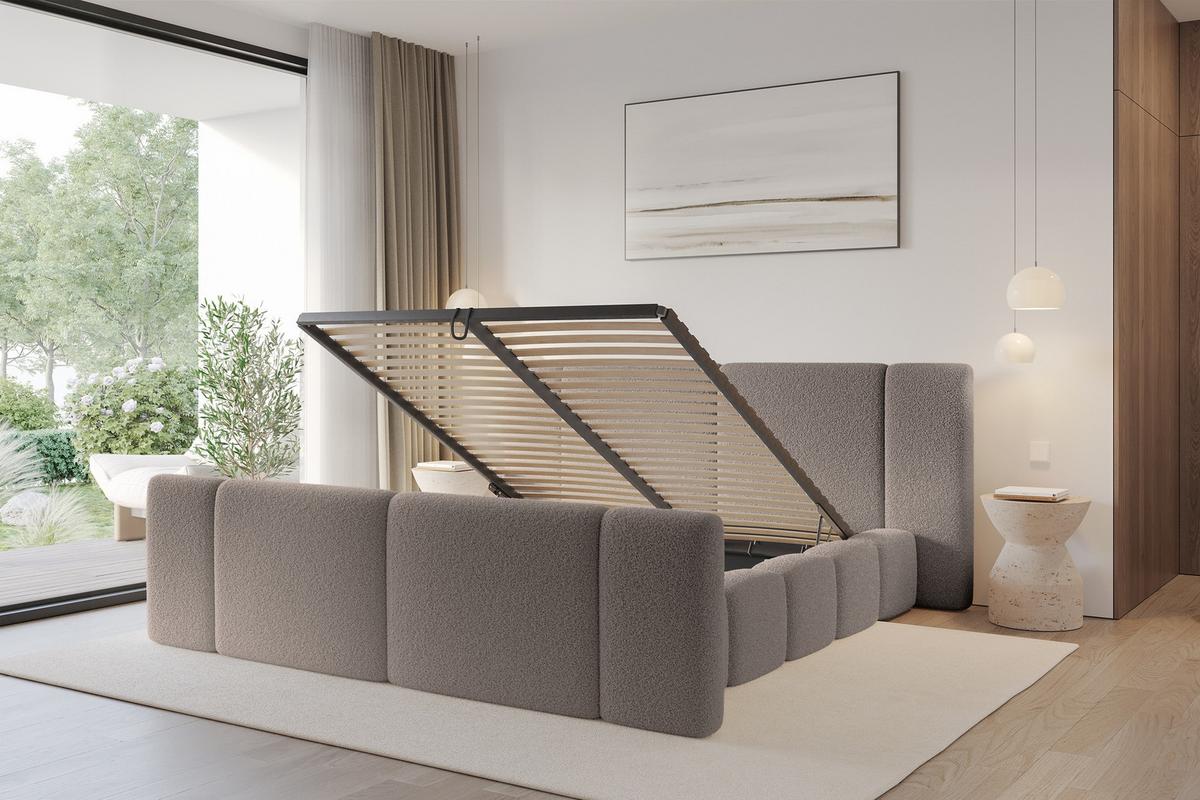 POLSTERBETT mit Bettkasten, Fußteil und Lattenrost, Bett mit Matratze H3/H4 - NILO-Z 140x200 Braun - Braun, Holzwerkstoff/Textil (140/200cm) - ALTDECOR