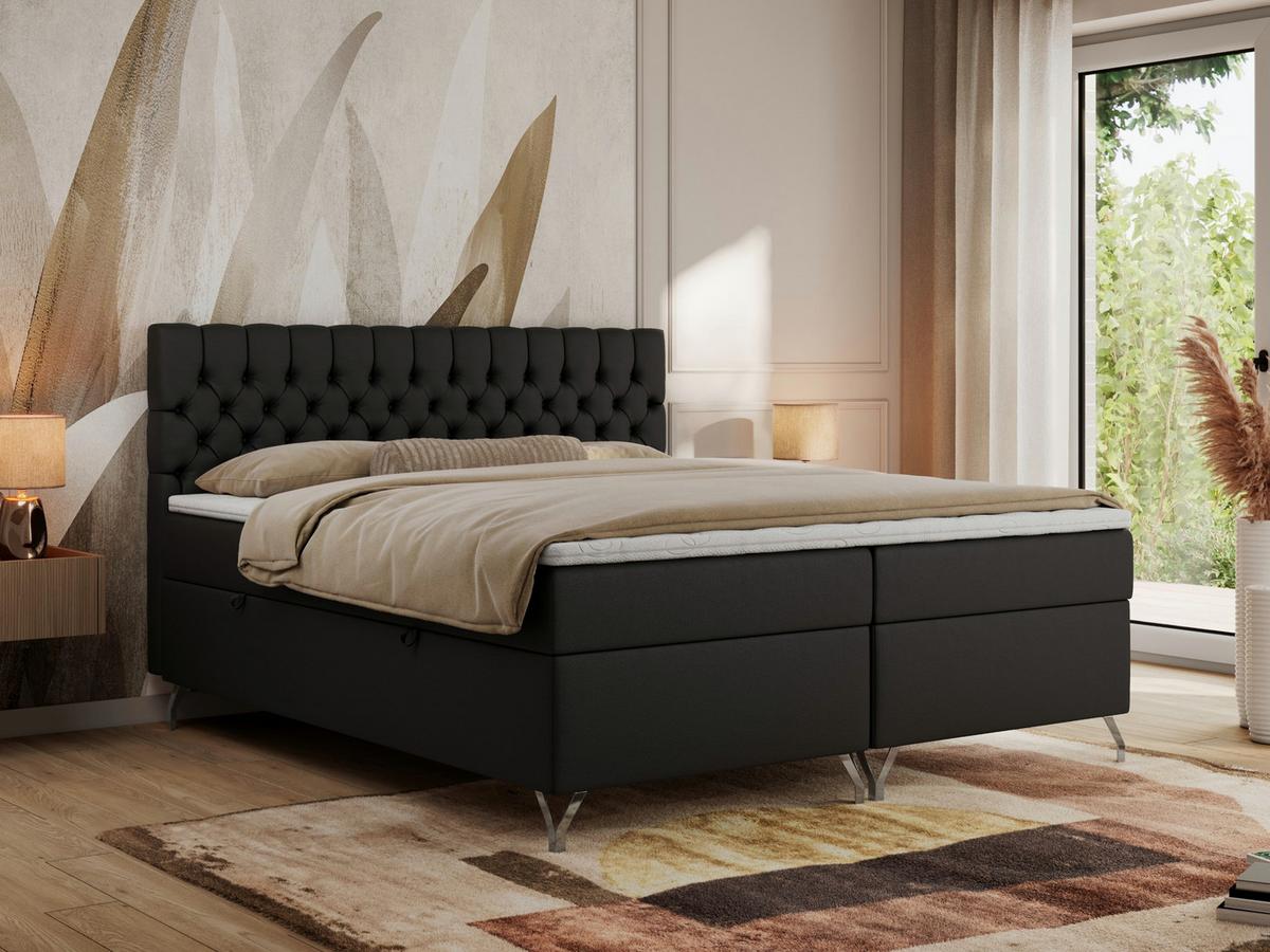 BOXBETT GRIMALDI 200/200 Schwarz Kunstleder - H3 - Schwarz, Holz/Textil (200/200cm) - MKS