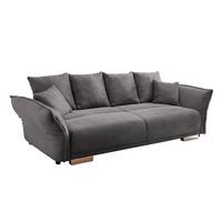 BIG-SOFA mit Schlaffunktion, Bettkasten, Federkern, Armlehnen verstellbar B242/T131/H90 cm, Liegefläche 168x199 cm, Cord Dunkelgrau / 17214 - Chromfarben/Dunkelgrau, Kunststoff/Textil (242/90/131cm) - luma-home