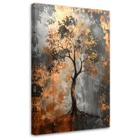 WANDBILD, Grunge Baum Abstrakt grau kupferfarben - Braun, Textil (20/30cm) - Feeby