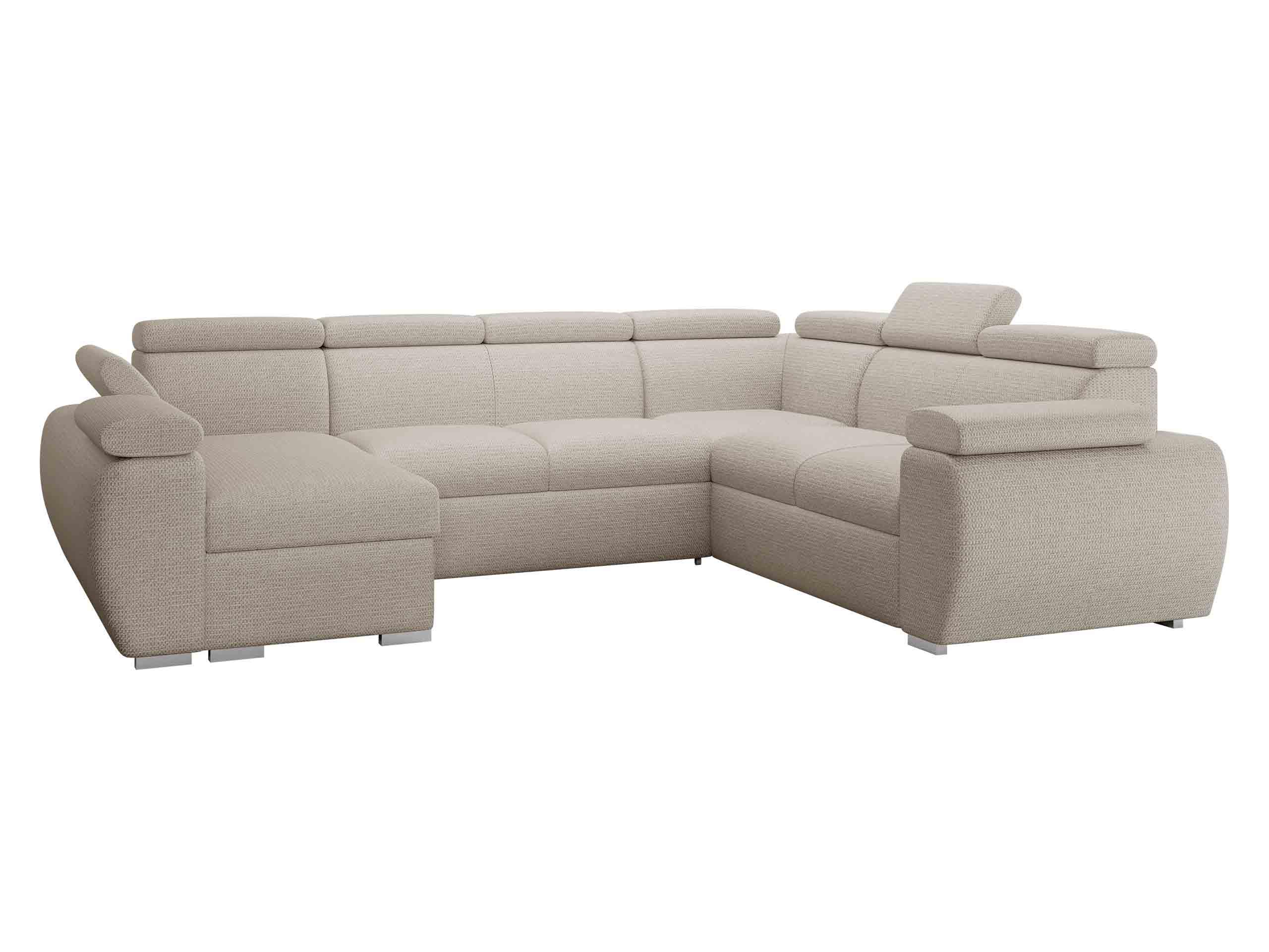 WOHNLANDSCHAFT Boston U, Seite: Links - LC+2P+R+2R - Chromfarben/Creme, Holz/Textil (325/98/260cm) - MIRJAN24