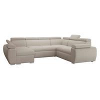 WOHNLANDSCHAFT Boston U, Seite: Links - LC+2P+R+2R - Chromfarben/Creme, Holz/Textil (325/98/260cm) - MIRJAN24