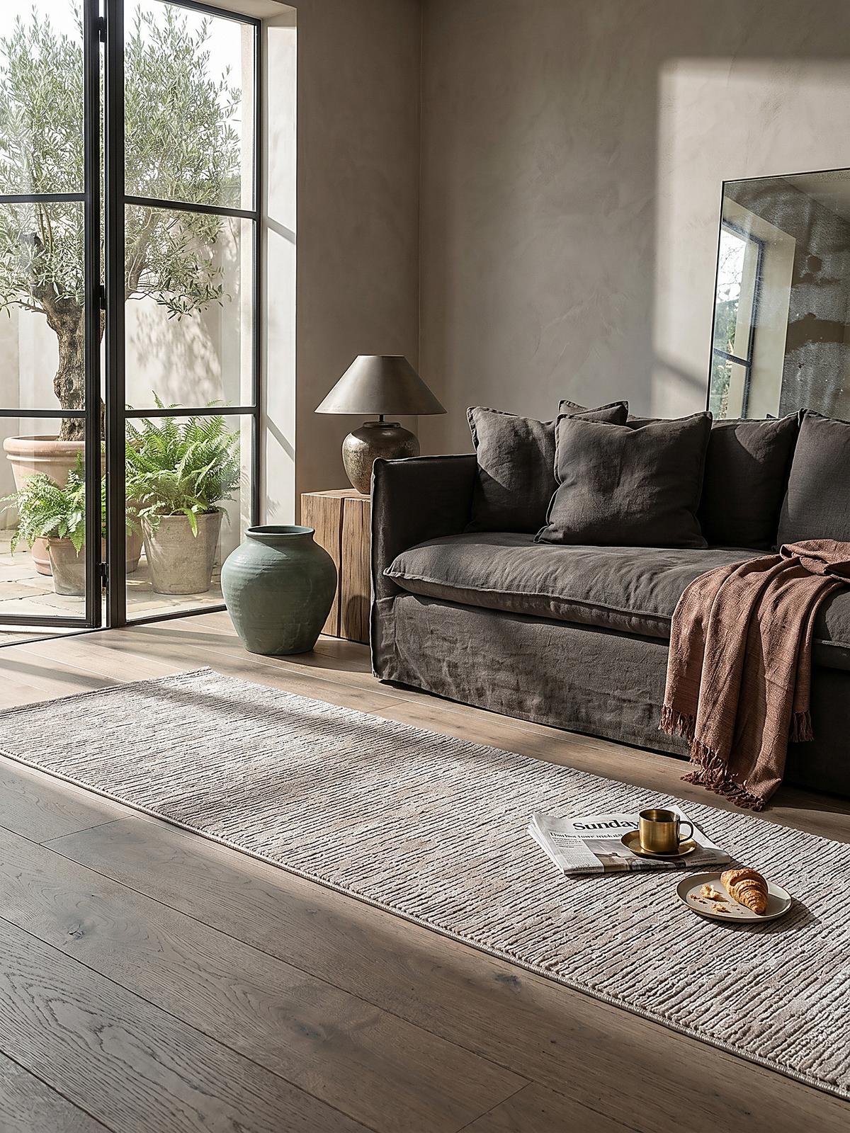 TEPPICHLÄUFER Streifen KASOS Polyester Beige 80 x 300 cm - Beige, Textil (80/300cm) - KADIMA DESIGN