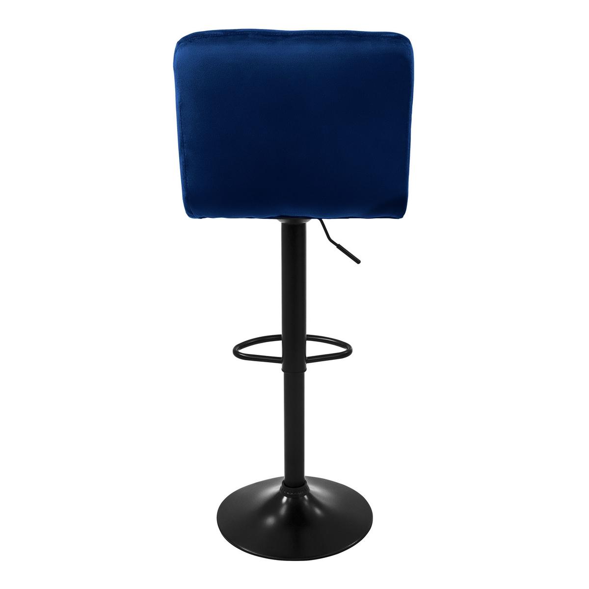 BARHOCKER 2er Set Blau aus Samt höhenverstellbar/drehbar - Blau/Schwarz, Textil/Metall (50/112/45cm) - ML-DESIGN
