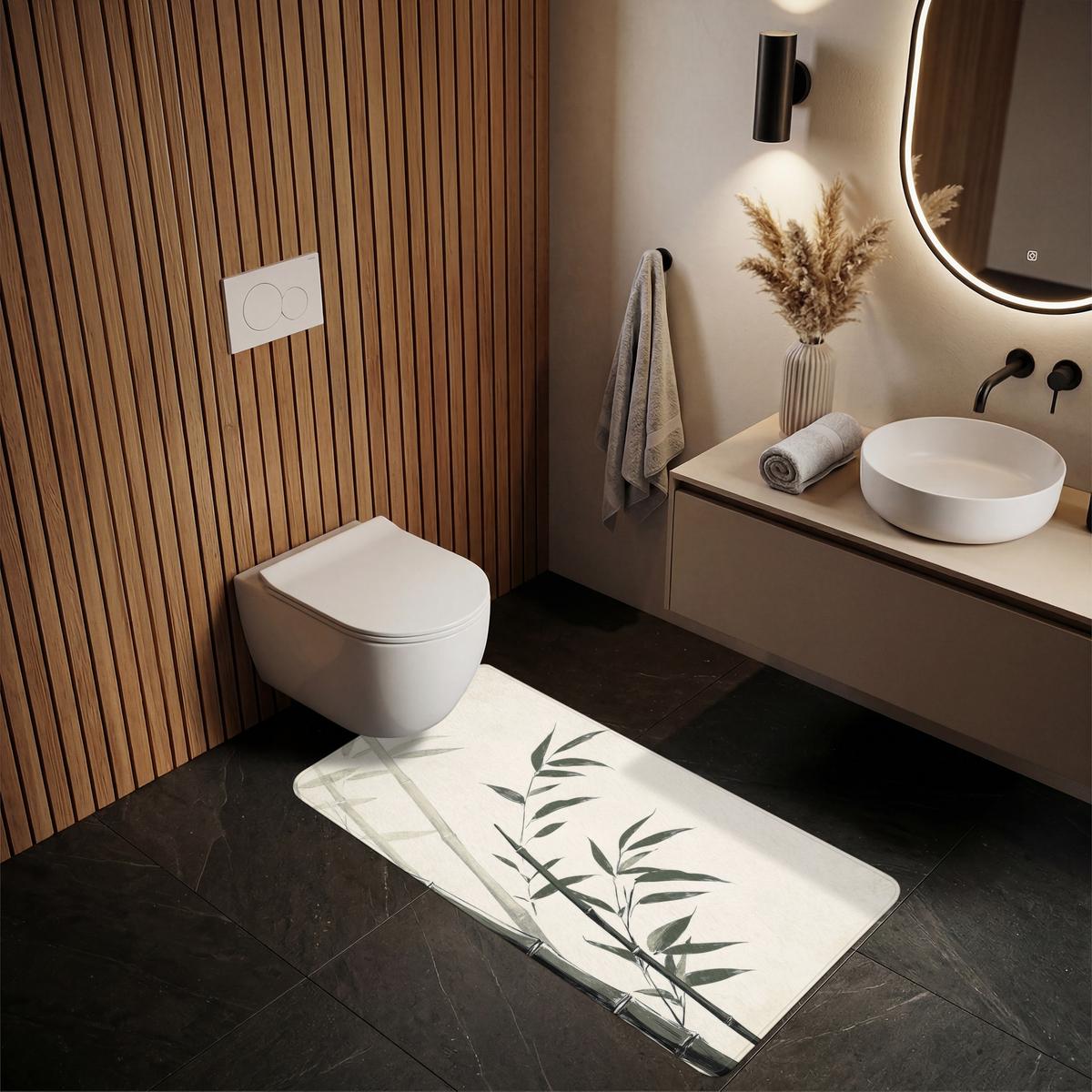 BADEMATTE Japandi - Bambus - Beige 60x120 cm - Ecru, Textil (60/120cm) - OnlyWow