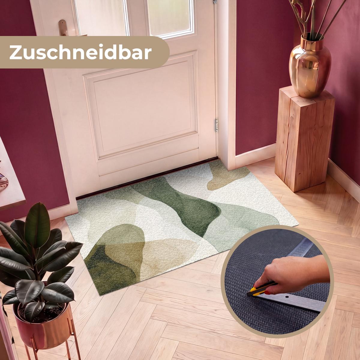 FUSSMATTE Japandi - Abstrakt - Grün Schmutzfangmatte 120x80 cm - Multicolor, Kunststoff (120/0.4cm) - MuchoWow