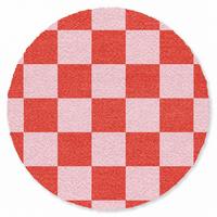 FUSSMATTE Schachbrettmuster - Rot - Rosa - Würfel Türmatte 120x120 cm - Rot, Kunststoff (120/0.4cm) - MuchoWow