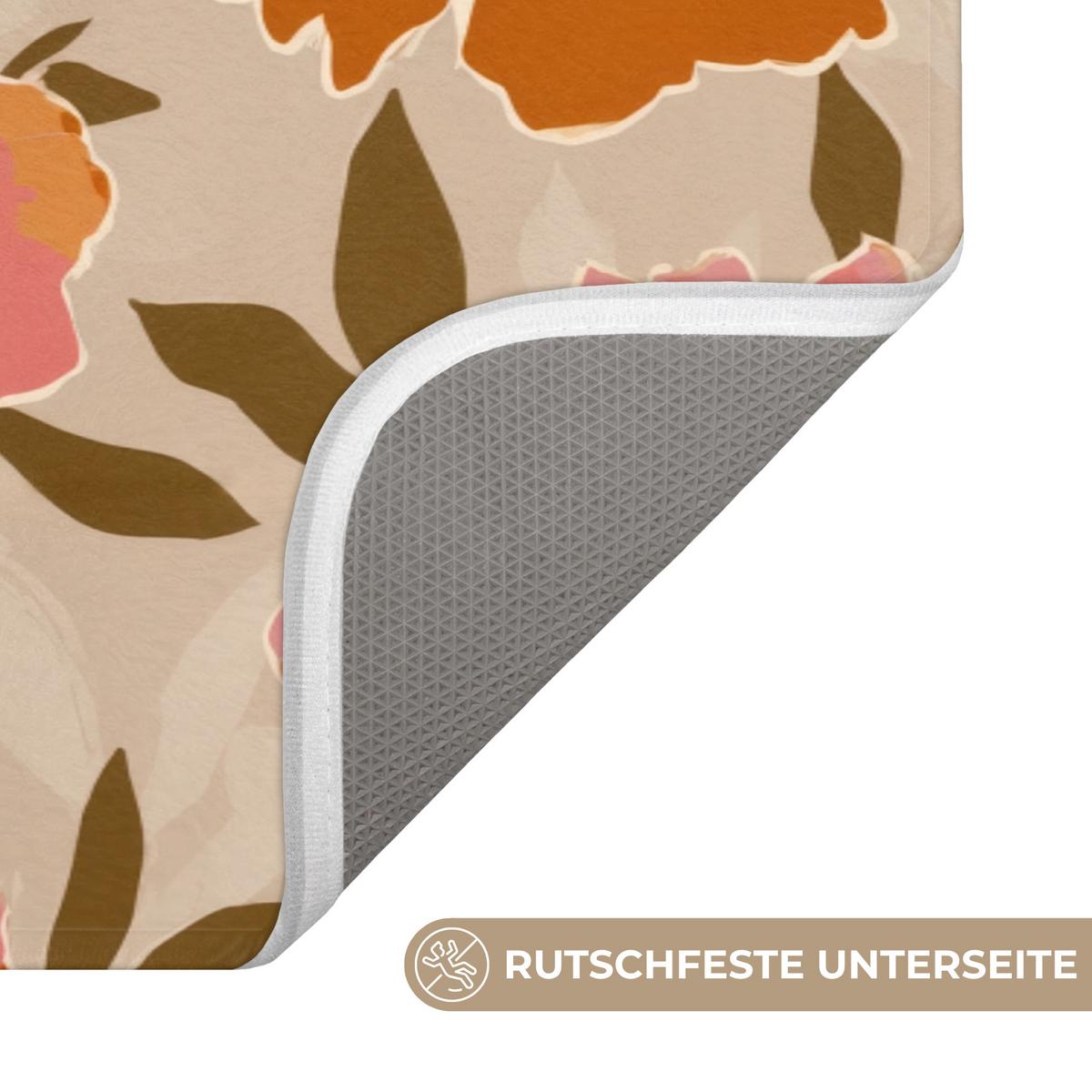 BADEMATTE Blumen - Motiv - Retro 120x60 cm - Multicolor, Textil (120/60cm) - OnlyWow