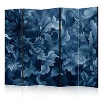 PARAVENT 5-tlg 225x172 cm Blaue Blätter - Blau, Holz/Textil (225/172/3cm) - Muralo