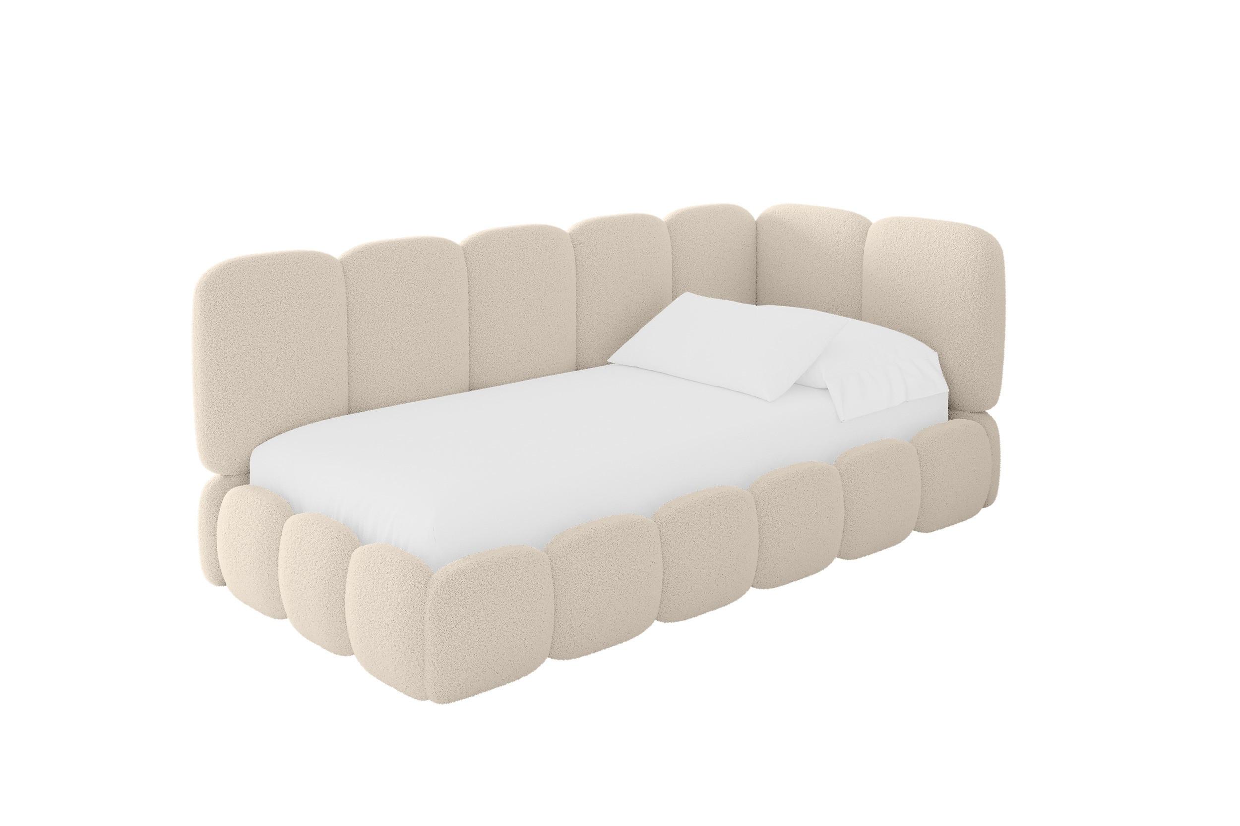 EINZELLBETT Jugendbett mit Bettkasten und Matratze H3/H4, Links - AVRY 90x200 Dunkelbeige - Cappuccino, Holzwerkstoff/Textil (90/200cm) - ALTDECOR