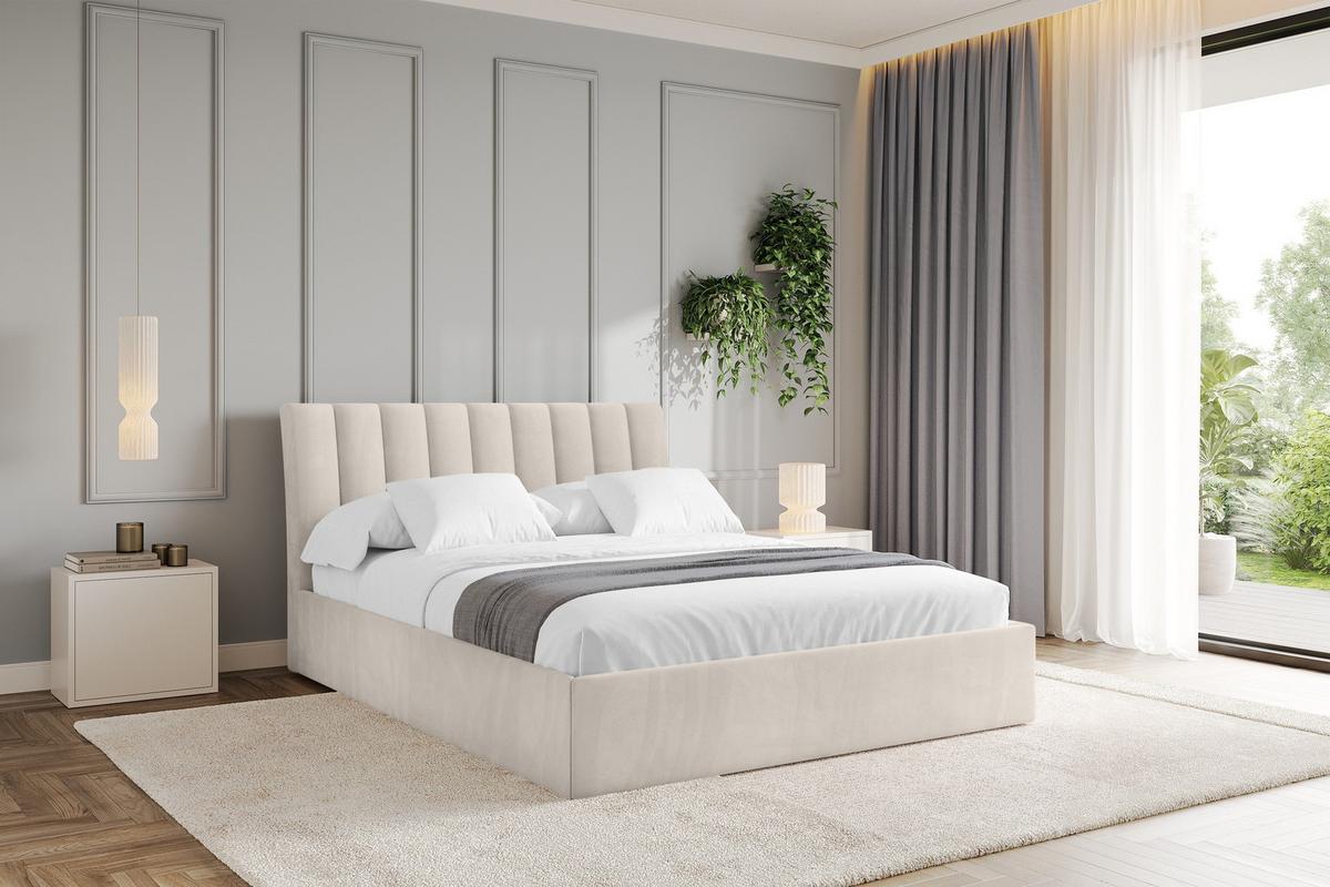 POLSTERBETT mit Bettkasten und Lattenrost, Bett mit Matratze H3/H4 - ILAN 180x200 Beige - Greige, Holzwerkstoff/Textil (180/200cm) - ALTDECOR