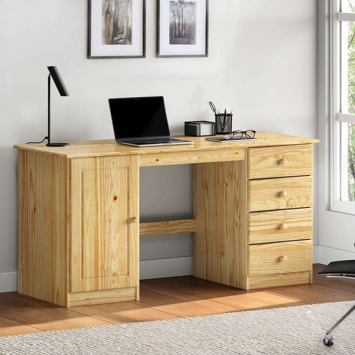SCHREIBTISCH MANAGER - Naturfarben, Holz (54/145/73cm) - IDIMEX