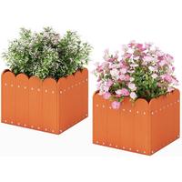 BLUMENKUBEL 2er-Set Orange - Orange, Kunststoff (25cm) - COSTWAY