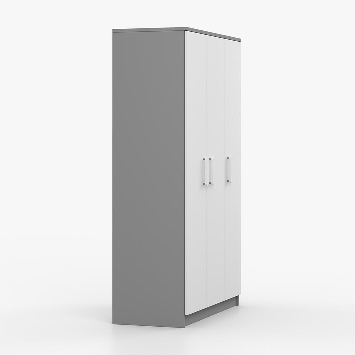 KLEIDERSCHRANK Jonas II 2D 19, 120/192/50, 3-türig, grau - Grau, Holzwerkstoff (120/194/50cm) - imoebel24