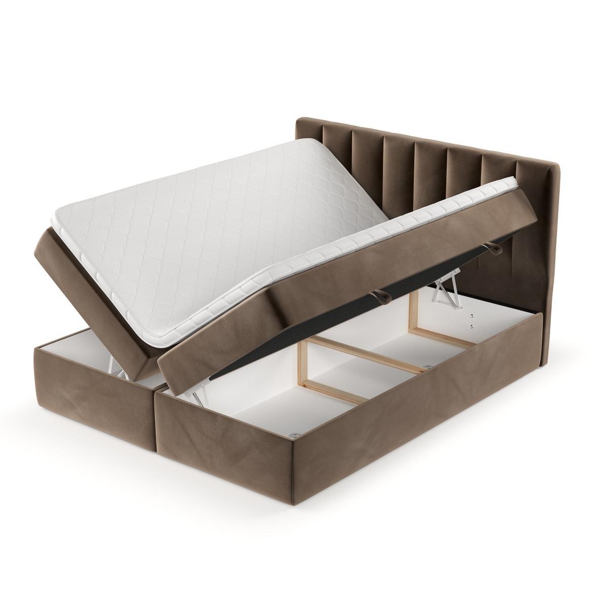 BOXBETT Bari 140/200 cm Braun im Paros Stoff - Braun, Holz/Holzwerkstoff (140/200cm) - AltaBeds