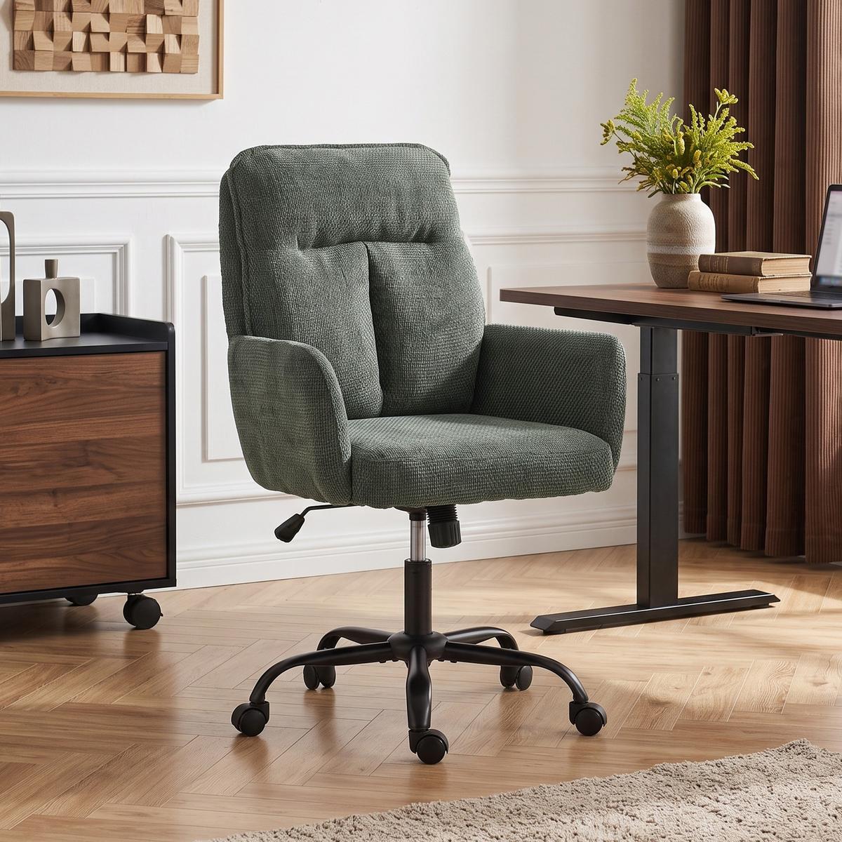 BÜROSTUHL Polyester Dunkelgrün - Dunkelgrün/Schwarz, Holzwerkstoff/Textil (67/103/72cm) - HOMCOM