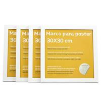 RAHMEN Set mit 4 aus MDF und Acrylglas Schutz und Aussteller für Fotografien, Bilder, Poster, Gemälde, Dekoration für Haus Farbe Weiß 30x30 cm - Weiß, Holz (30/3cm) - Nacnic