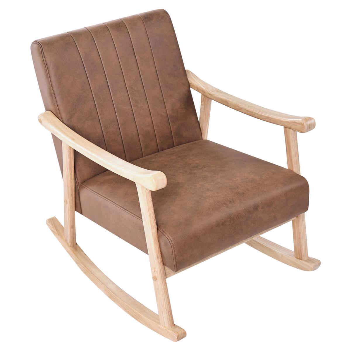 SCHAUKELSESSEL Kunstleder Braun Leknes - Hellbraun, Kunststoff (63/78/96cm) - Beliani