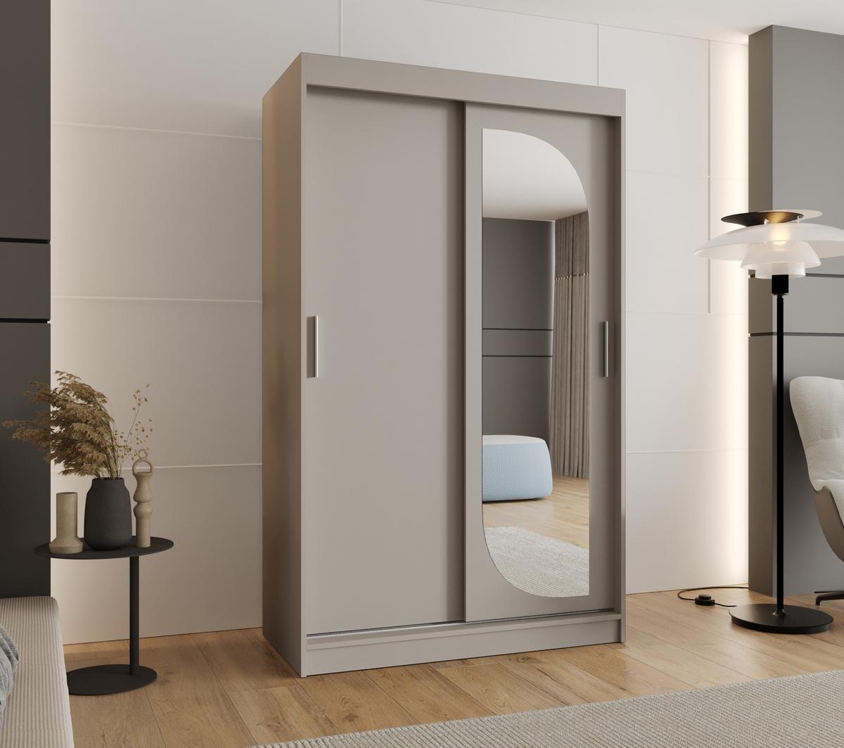 SCHIEBETÜRENSCHRANK mit Spiegel LUCY 200/120/62 2-türig - Kaschmir/Silberfarben, Holz (120/200/62cm) - MÖBEL KRYSPOL