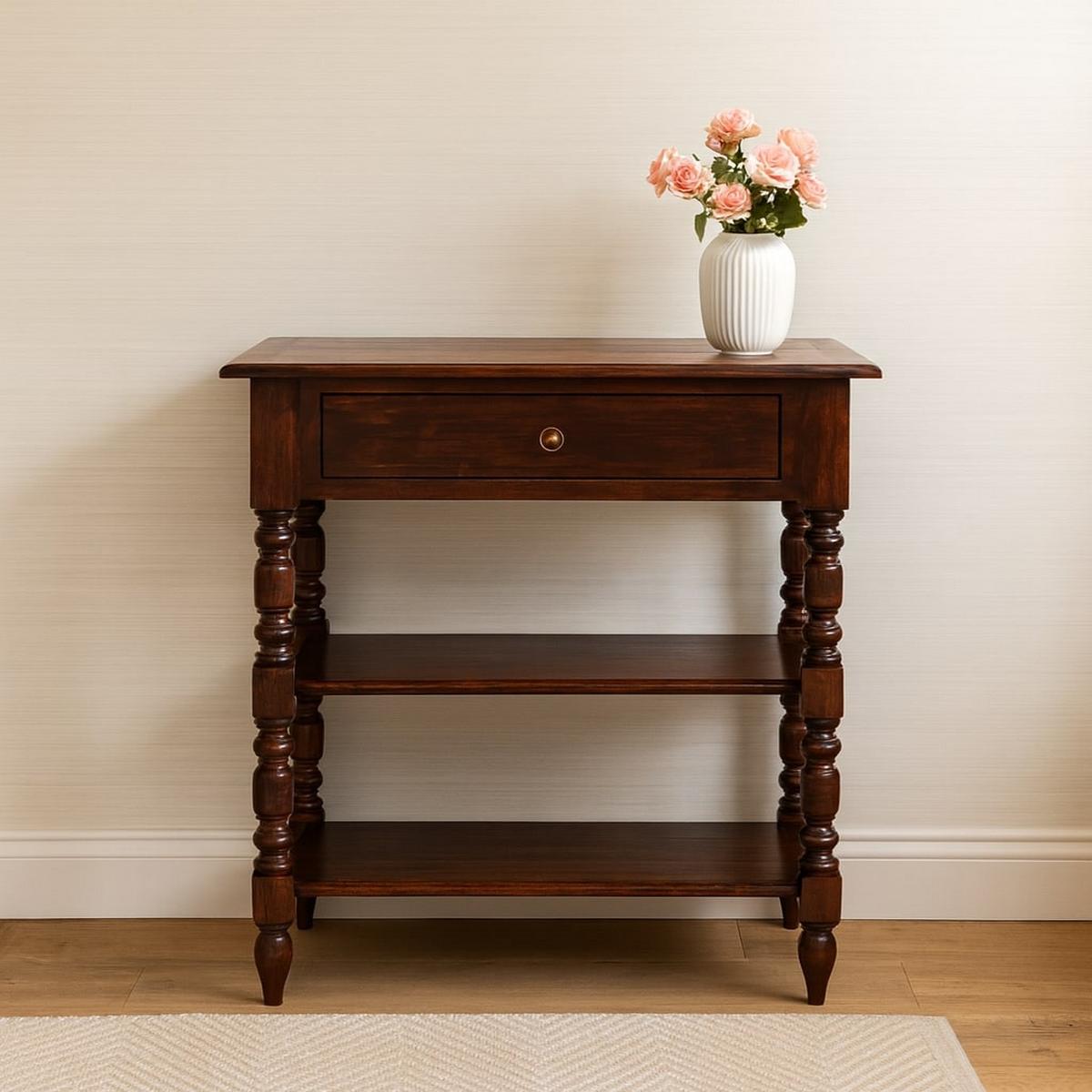 TISCH IN KASTANIENFARBE, 1 SCHUBLADEN, 2 REGAL, DUNKELBRAUN - Dunkelbraun, Holz (60/35/70cm) - Artisan Furniture