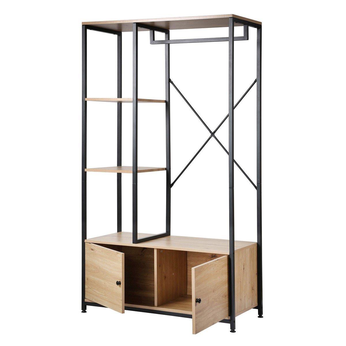 KLEIDERSTÄNDER mit Regalen und Ablagen 2 Türen 90/40/167 cm - Eichefarben, Holzwerkstoff (40/167/90cm) - Calicosy