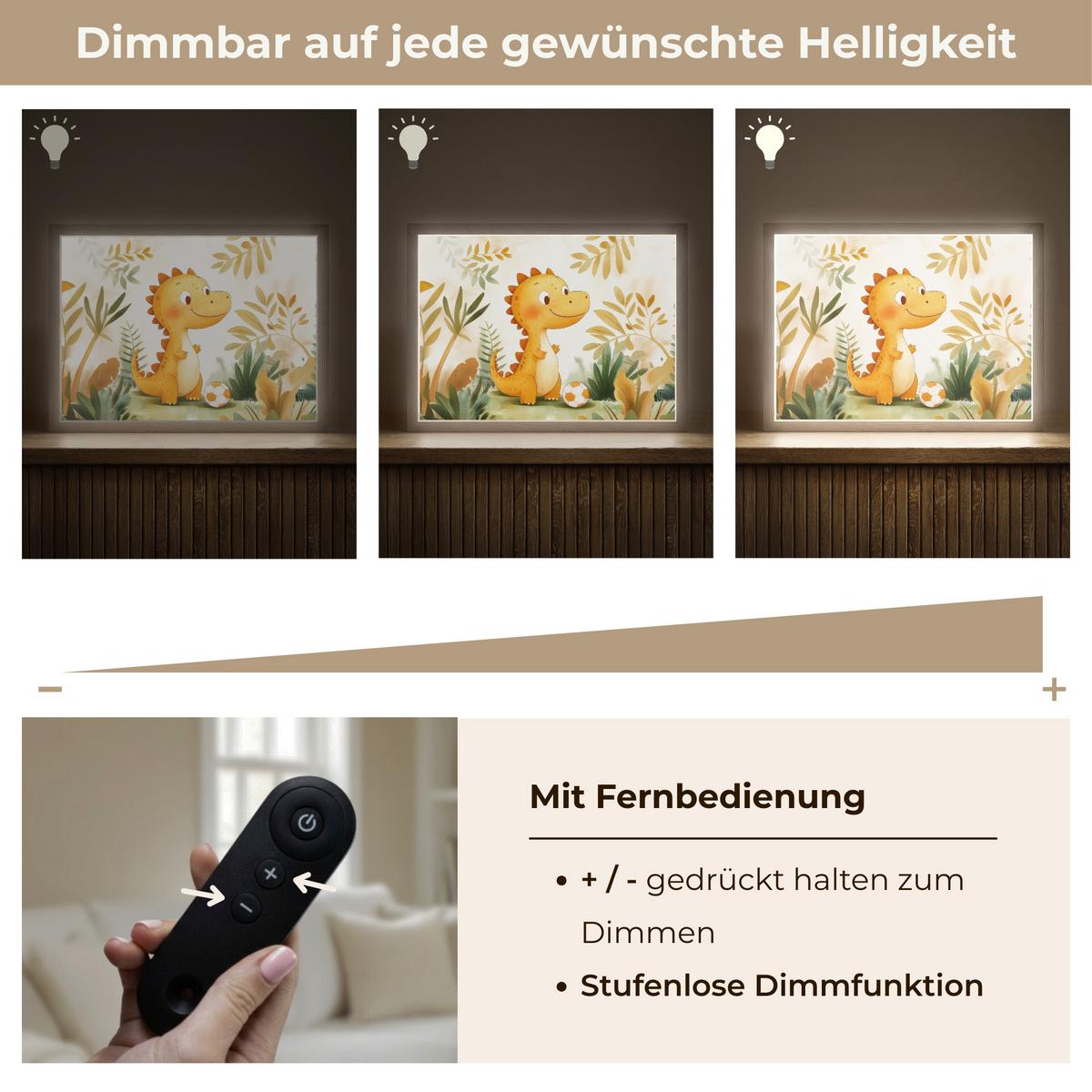 NACHTTISCHLAMPE MIT AKKU Dino - Fußball - Orange 40x30 cm - Beige, Holzwerkstoff (8/40/30cm) - OnlyWow