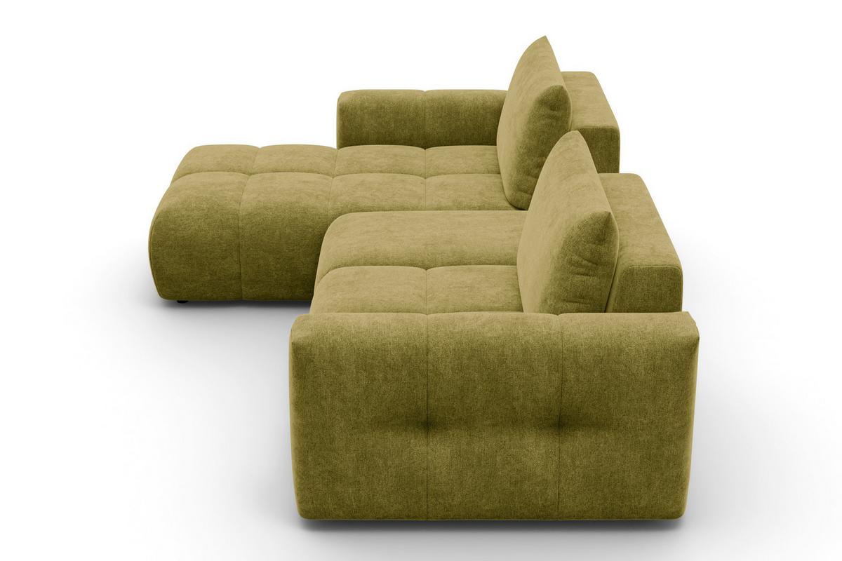 ECKSOFA VERONA 4-Sitzer LINKS, Khaki - Schwarz/Grün, Holz/Textil (282/173cm) - Courtois Laville