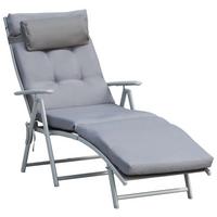 SONNENLIEGE, verstellbar, 137 x 63,5 x 100,5 cm, Metall, Stoff, Grau - Grau, Kunststoff (63/5/137cm) - Outsunny