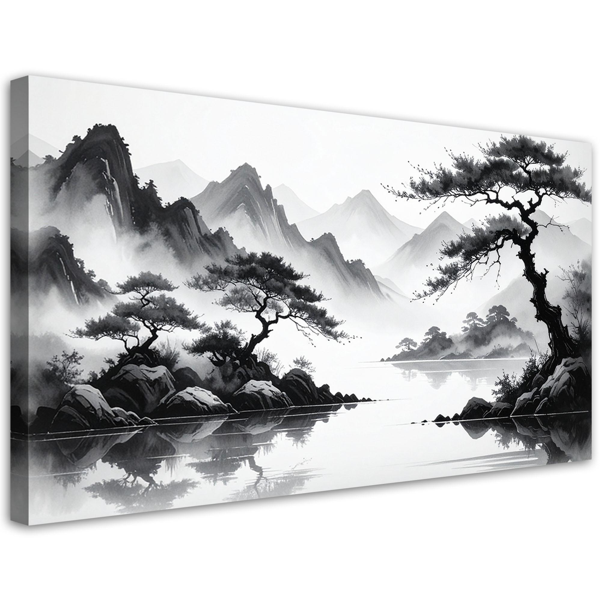 LEINWANDBILD Landschaften 100x50cm - Schwarz, Textil (100/50cm) - Feeby