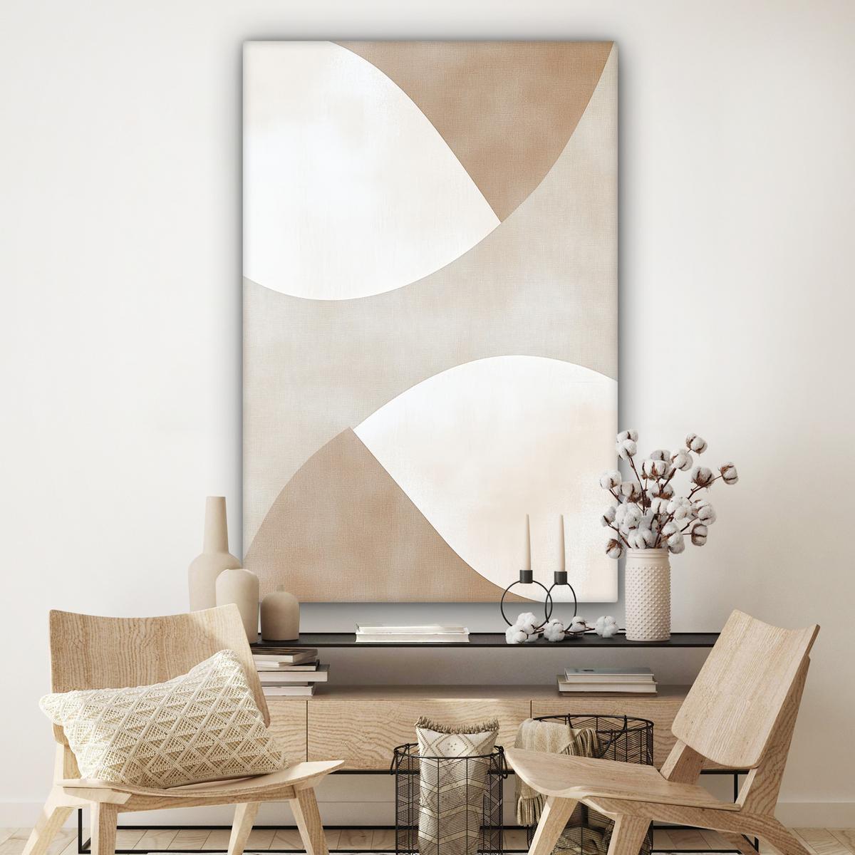 LEINWANDBILD Braun - Japandi - Abstrakt Deko Groß 90x140 cm - Sandfarben, Textil (90/140cm) - MuchoWow