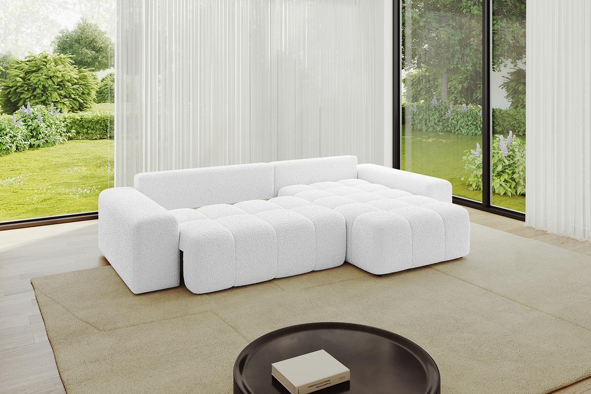 ECKSOFA Ottomane rechts ENIL-L 297x189x68 Weiß Bouclé - Weiß, Holzwerkstoff/Kunststoff (189/297cm) - ALTDECOR